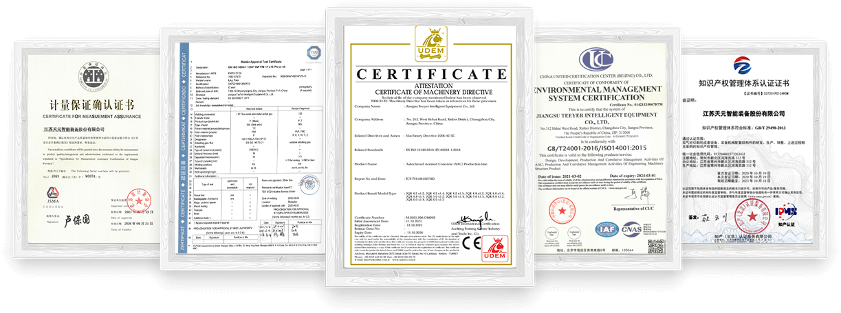 El certificado de la máquina de bloques AAC de autoclave AAC