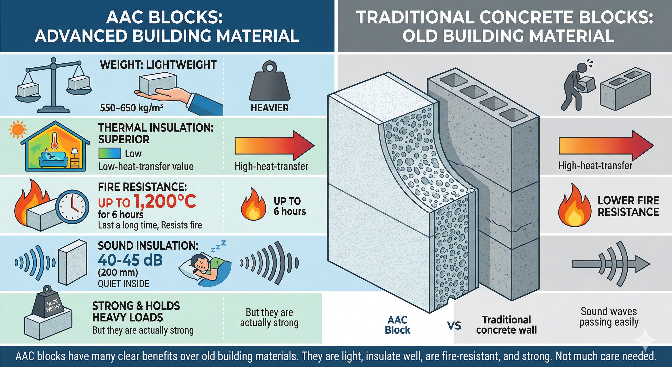 ¿Cuáles son las ventajas de utilizar bloques AAC sobre los bloques de hormigón tradicionales?